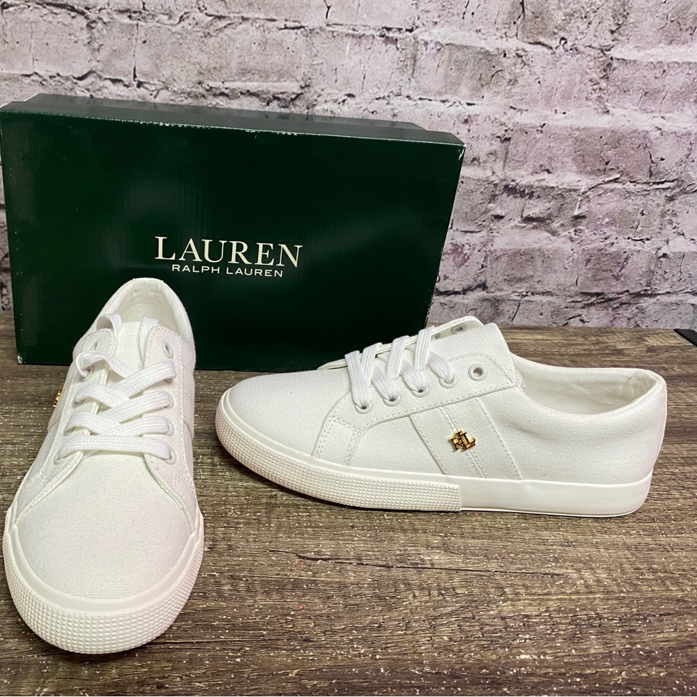 Ralph Lauren women’s sneakers white canvas new size 8